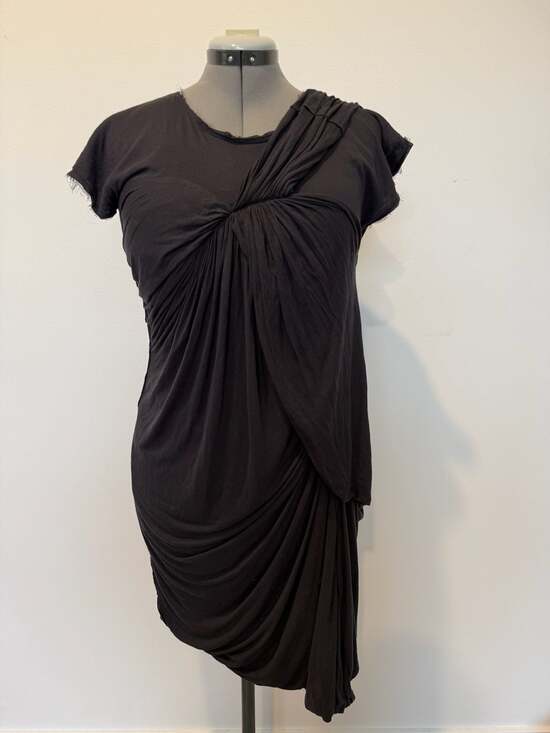 Lanvin Dresses & Skirts - Lanvin Black Draped Twisted Front Silk Blend Dress Size S